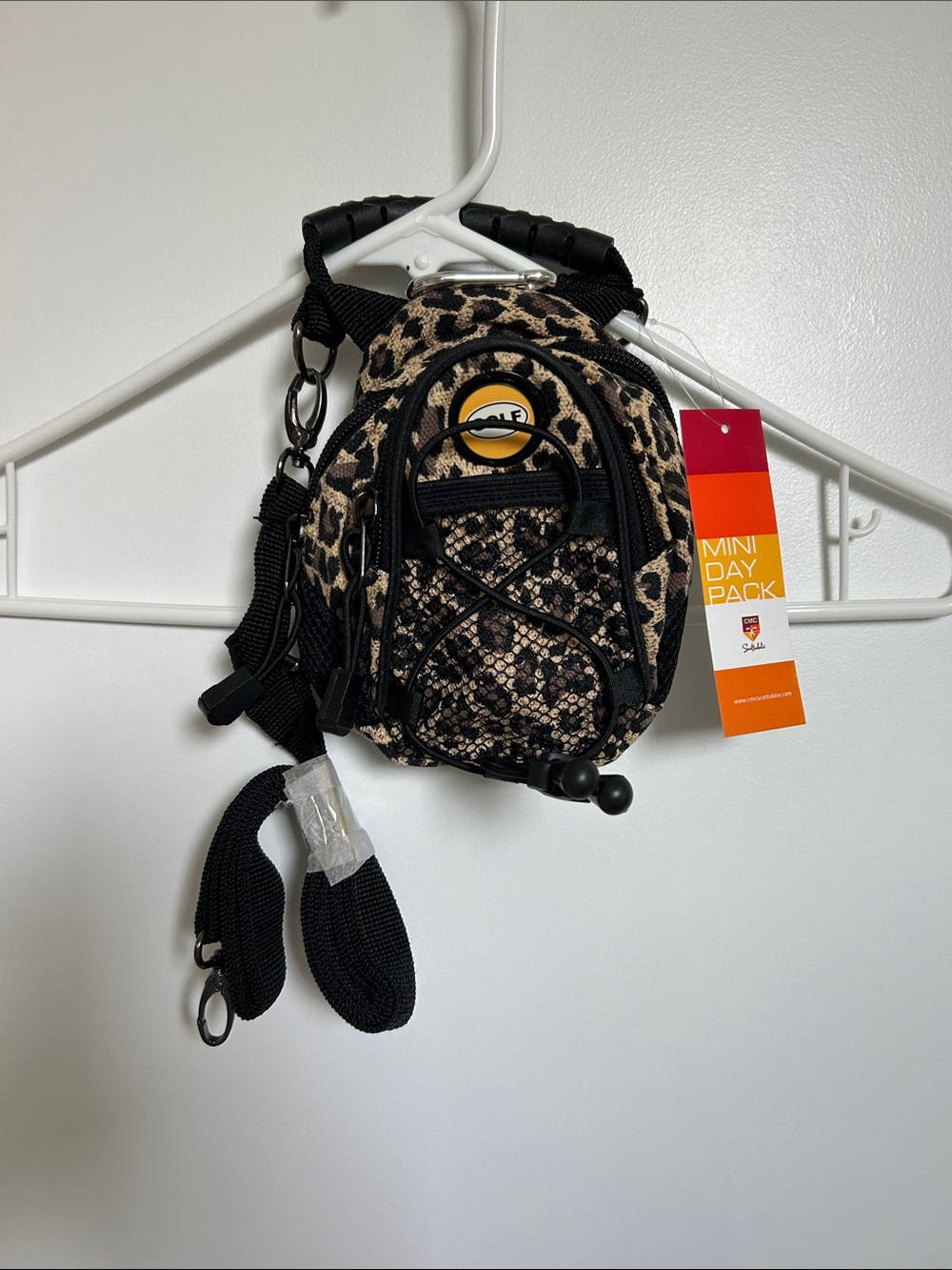 CMC Leopard Print Mini Daypack - Black & Tan for golf